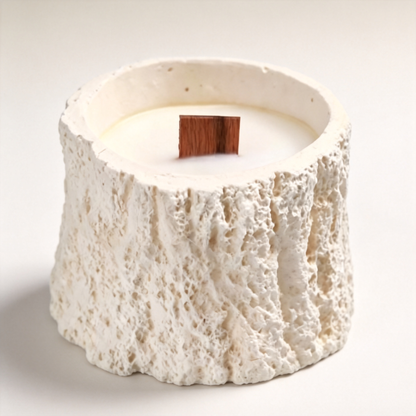 🪵 Rustic Candle | Stone-Textured Wooden Wick | Cozy Home Gift
