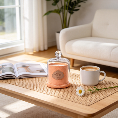 🎀 Luxury Candle | Velvet-Textured Glass Dome | Romantic Gift | Blush Elegance