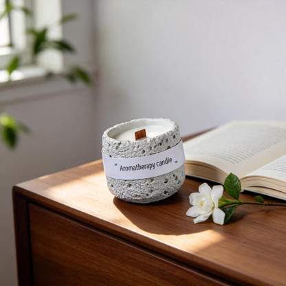 🌼 Luxury Gardenia Candle | Stone-Textured Vessel | Cozy Home Décor | Elegant Floral Gift