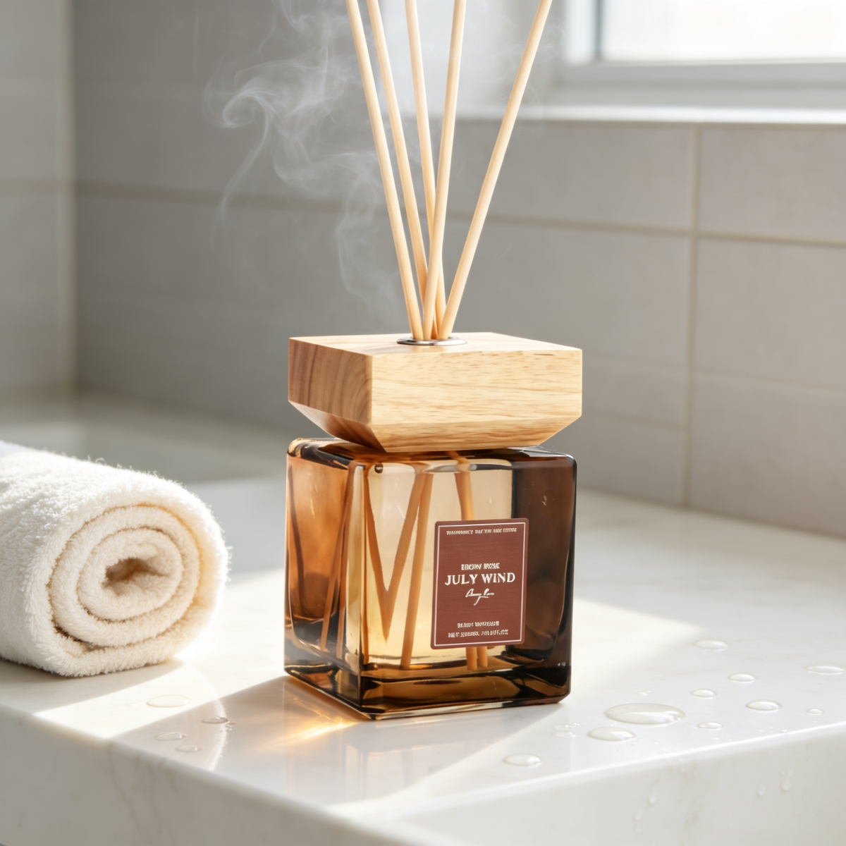 🌹 Luxury Reed Diffuser | Amber Glass & Natural Wood | Cozy Home Décor | Thoughtful Rose Gift
