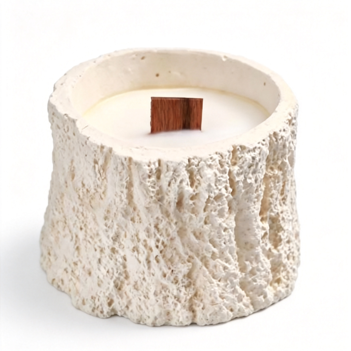 🪵 Rustic Candle | Stone-Textured Wooden Wick | Cozy Home Gift