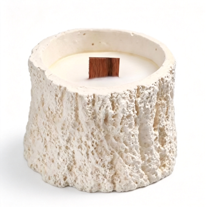 🪵 Rustic Candle | Stone-Textured Wooden Wick | Cozy Home Gift