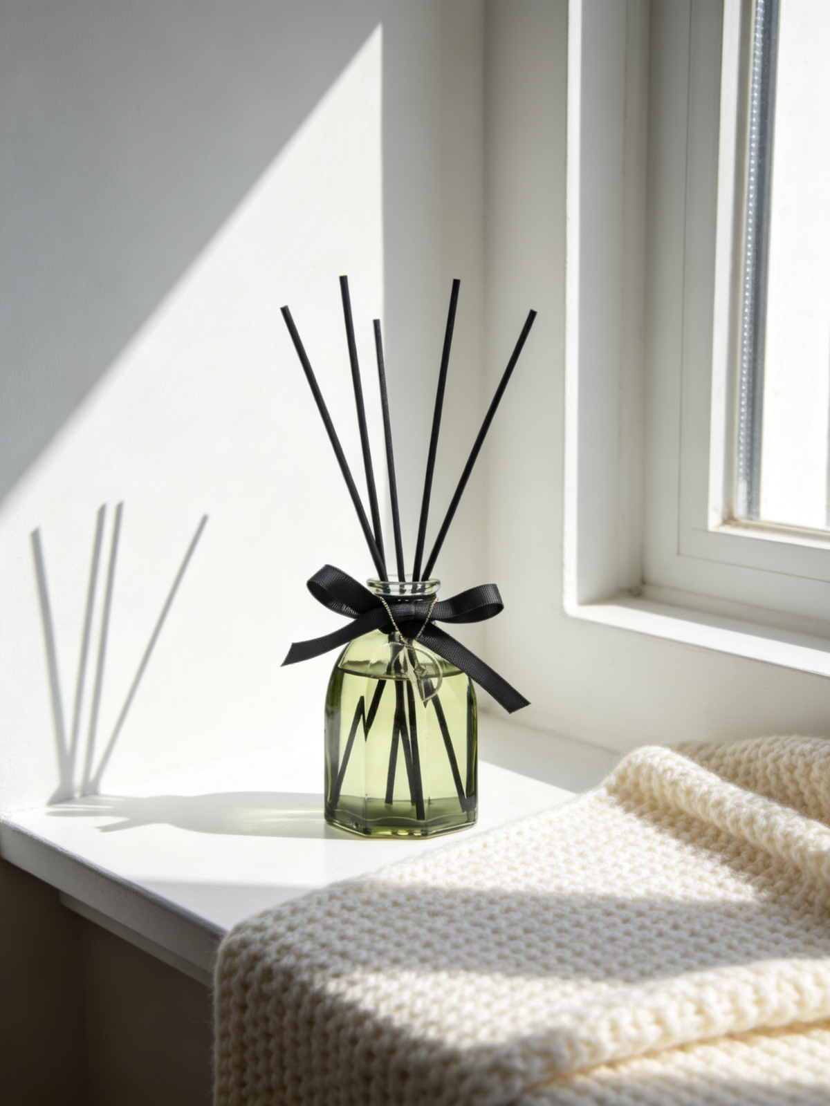 🎀 Luxury Reed Diffuser | Green Glass & Ribbon | Elegant Home Gift
