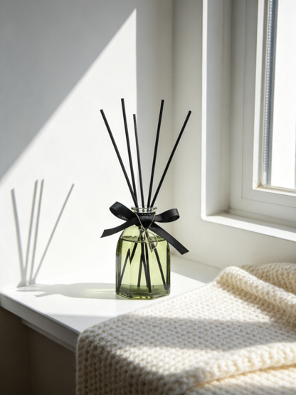 🎀 Luxury Reed Diffuser | Green Glass & Ribbon | Elegant Home Gift