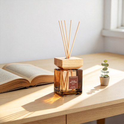 🌹 Luxury Reed Diffuser | Amber Glass & Natural Wood | Cozy Home Décor | Thoughtful Rose Gift
