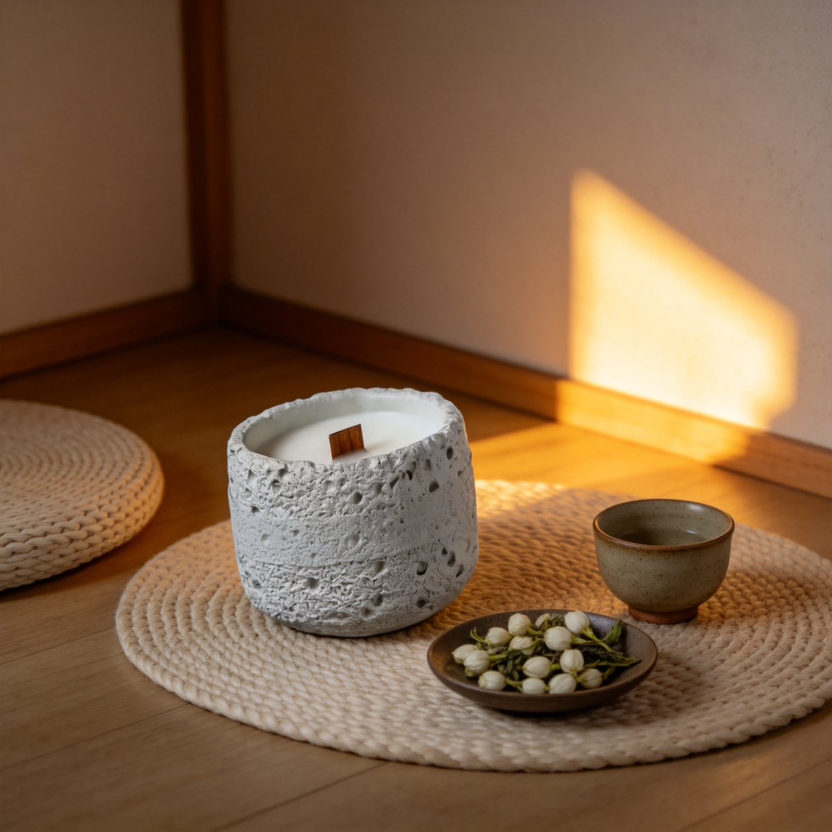 🌼 Luxury Gardenia Candle | Stone-Textured Vessel | Cozy Home Décor | Elegant Floral Gift