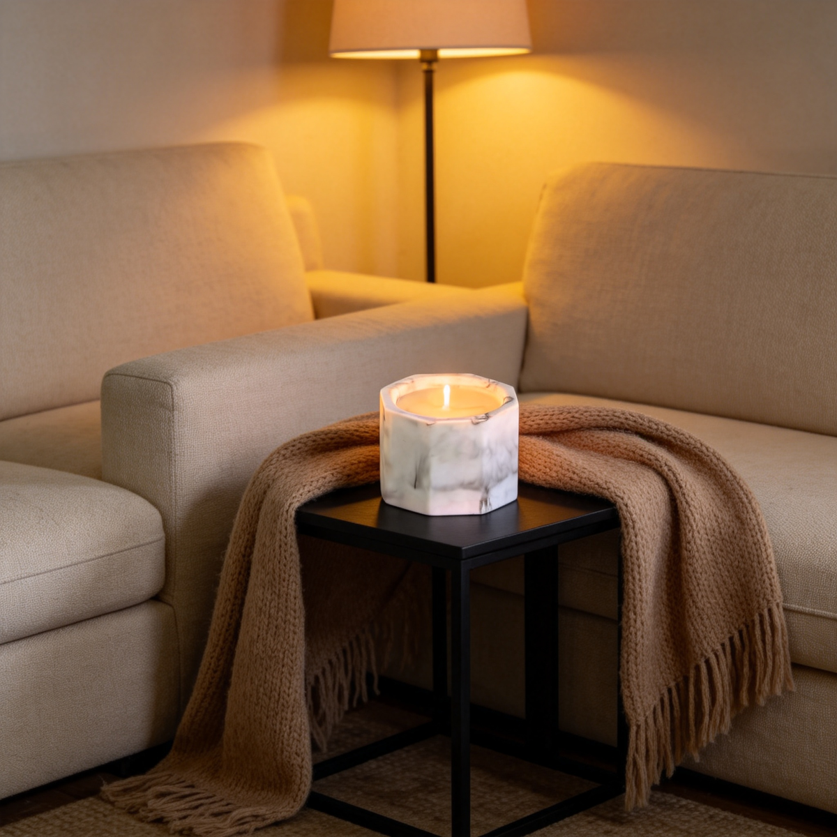 💎 Luxury Candle | Marble-Effect Stone | Elegant Home Gift | Sculptural Beauty