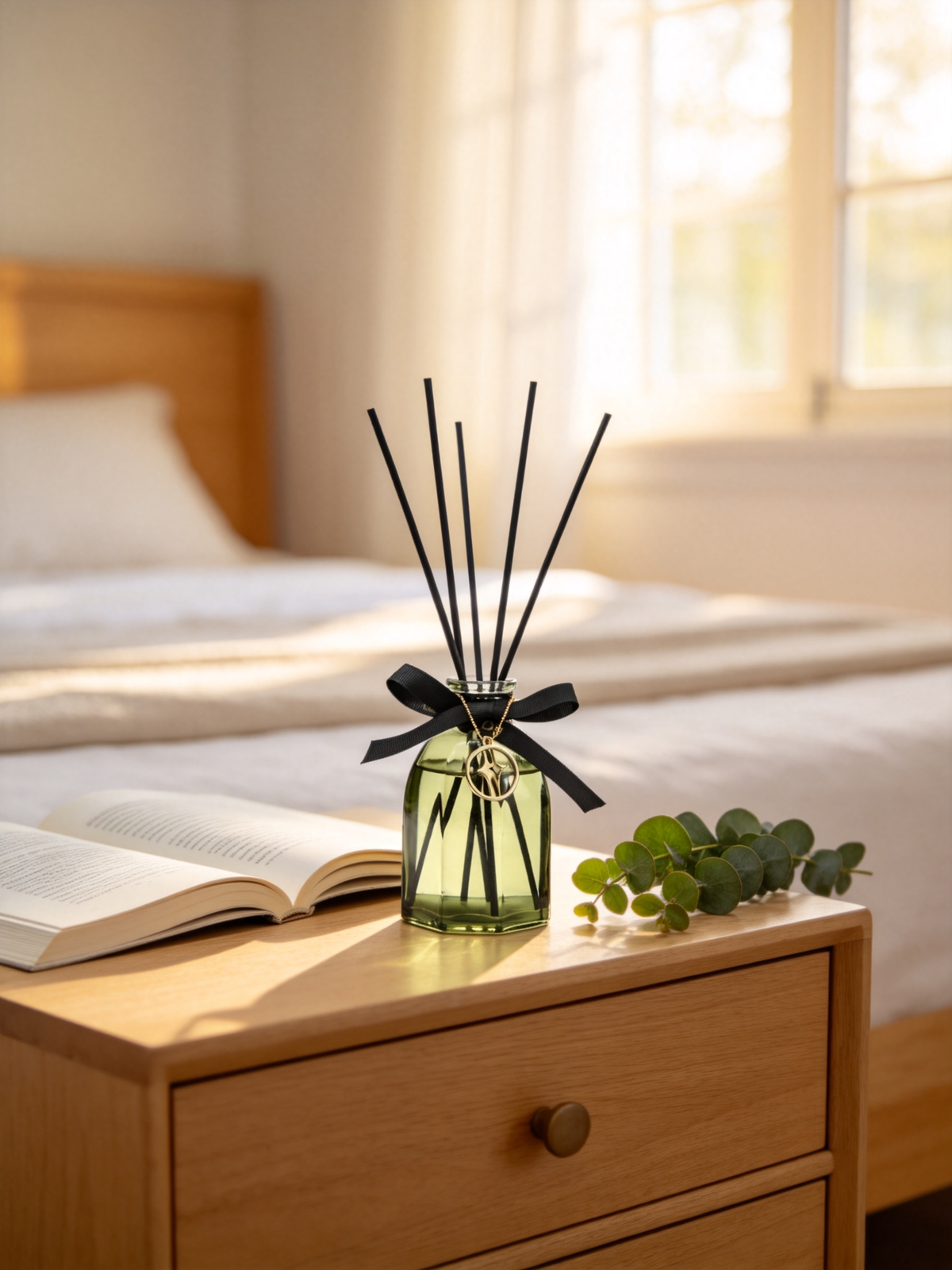 🎀 Luxury Reed Diffuser | Green Glass & Ribbon | Elegant Home Gift