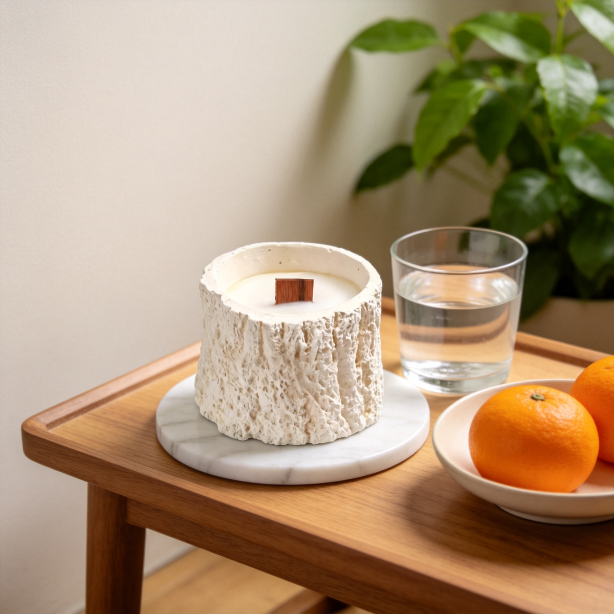 🪵 Rustic Candle | Stone-Textured Wooden Wick | Cozy Home Gift