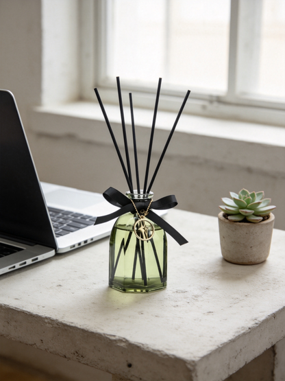 🎀 Luxury Reed Diffuser | Green Glass & Ribbon | Elegant Home Gift